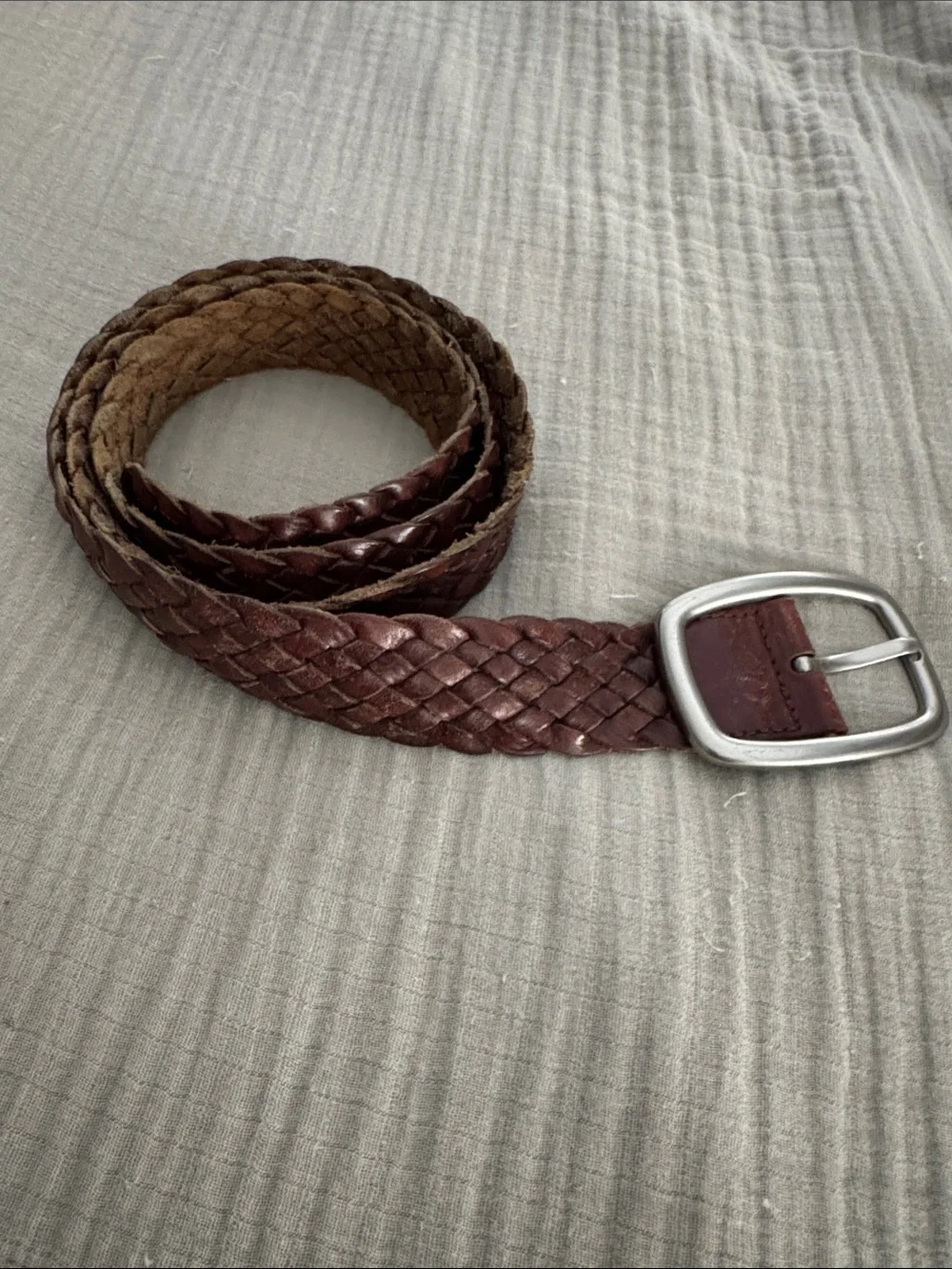 Women’s Fossil Braided Leather Belt in Dark Brown size Large